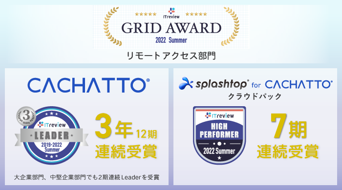 「ITreview Grid Award 2022 Summer リモートアクセス部門」3年連続「Leader」受賞