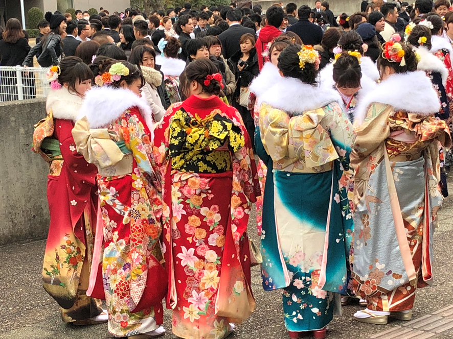Women wearing furisode at a Coming-of-Age ceremony